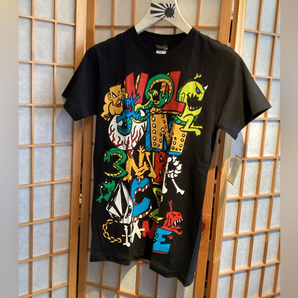Vintage Volcom "Embrace Change" Monster Word Art Graphic Tee Men's Size Small
